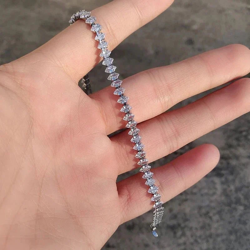 Nail And Love Bangle With Tennis Bracelet Stack Set