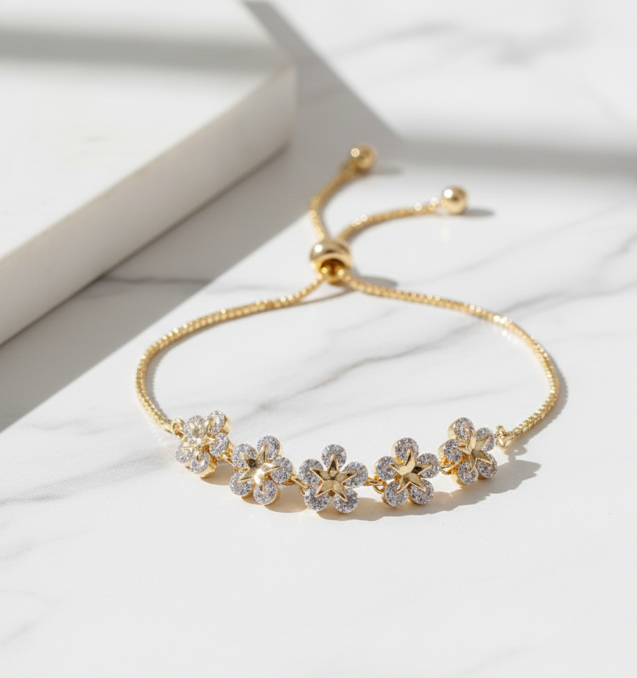Star Flower Chain Bracelet Adjustable