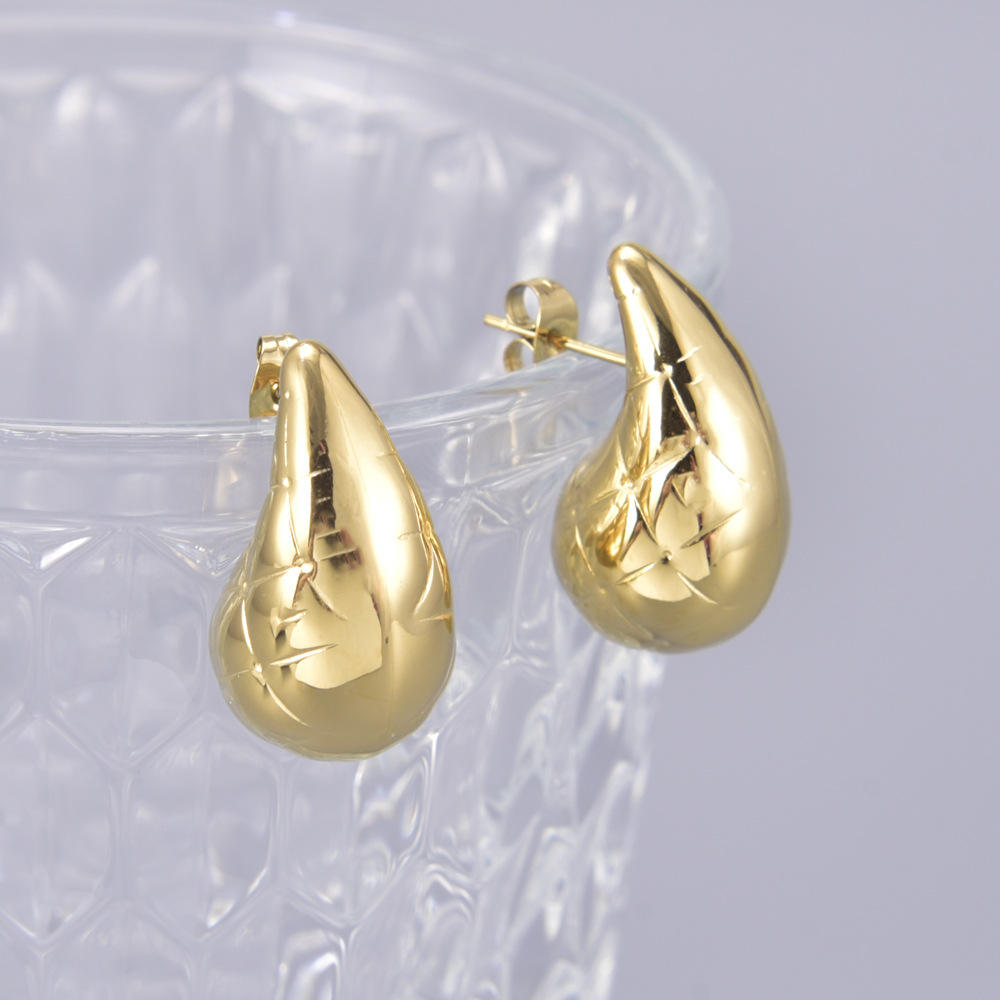 Gold Plated Tear Drop Stud Earings