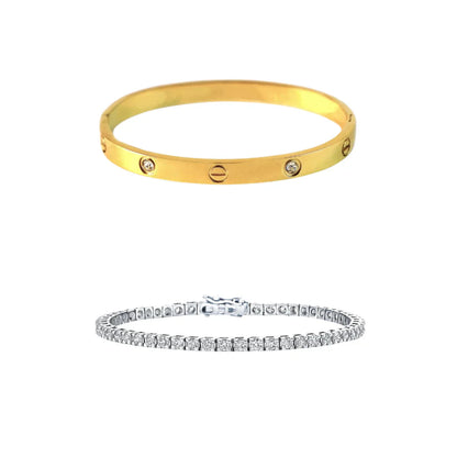 Love Bangle & Tennis Bracelet Stack Set