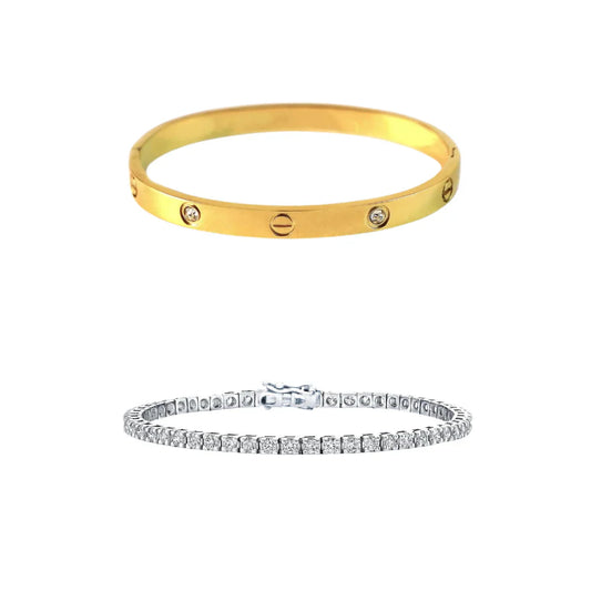 Love Bangle & Tennis Bracelet Stack Set