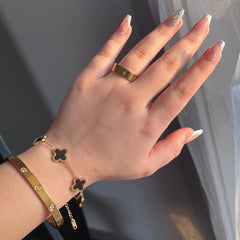 Cartier Bangle & Ring + Clover Bracelet Stack Set