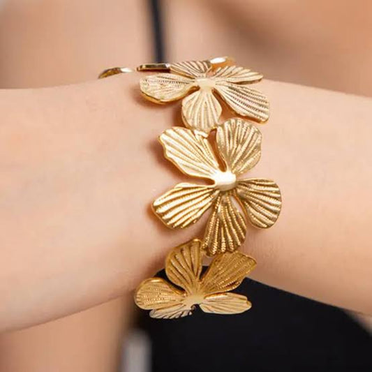 Floral Golden Bangle Adjustable