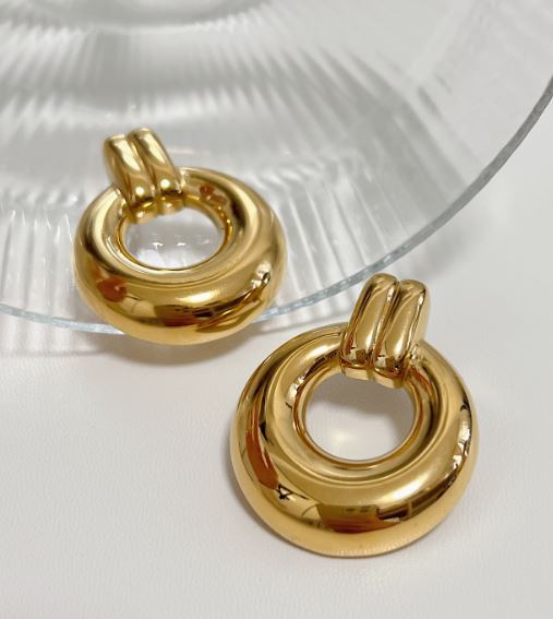 Gold Plated Circle Earrings