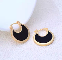 Retro Circle Earring - Black