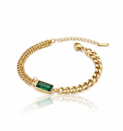 Greenish Baguette Hand Bracelet Openable