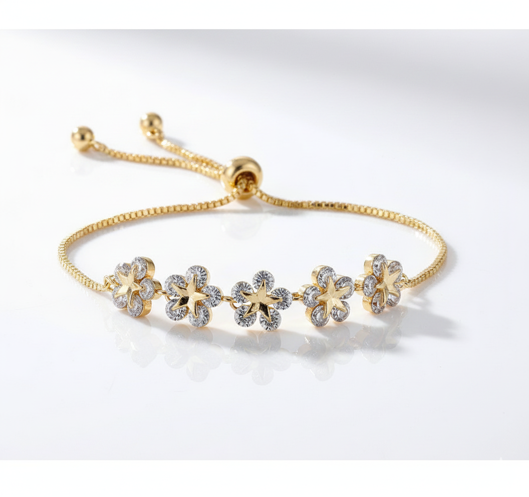 Star Flower Chain Bracelet Adjustable