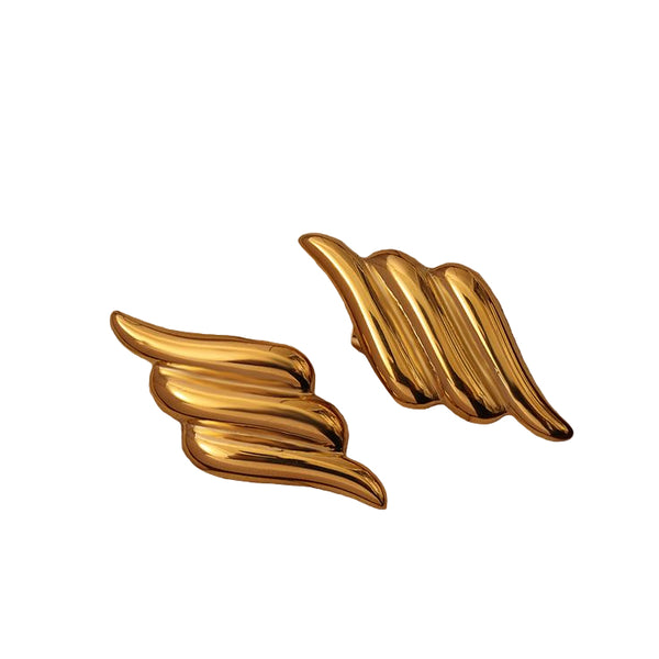 Gold Plated Three Layered Wings Earrings
