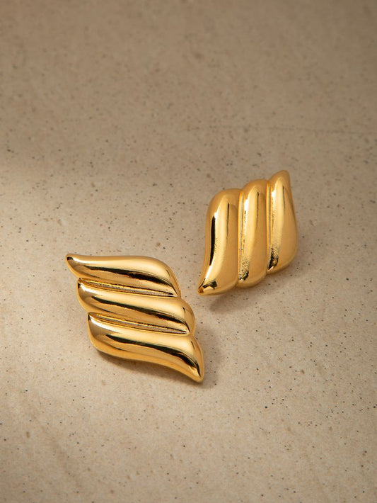 Gold Plated Three Layered Wings Earrings