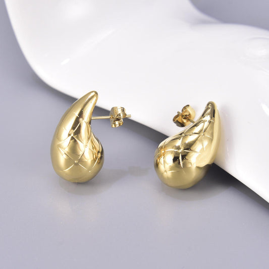 Gold Plated Tear Drop Stud Earings