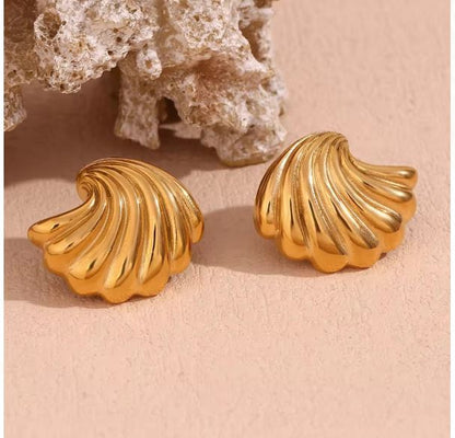 Gold Plated Sea Shell Style Earrings