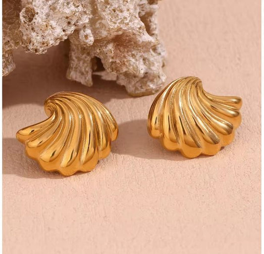 Gold Plated Sea Shell Style Earrings