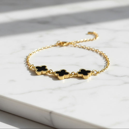 Three Black Clover Bracelet